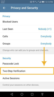 مراحل قفل گذاری دو مرحله ای تلگرام -1 