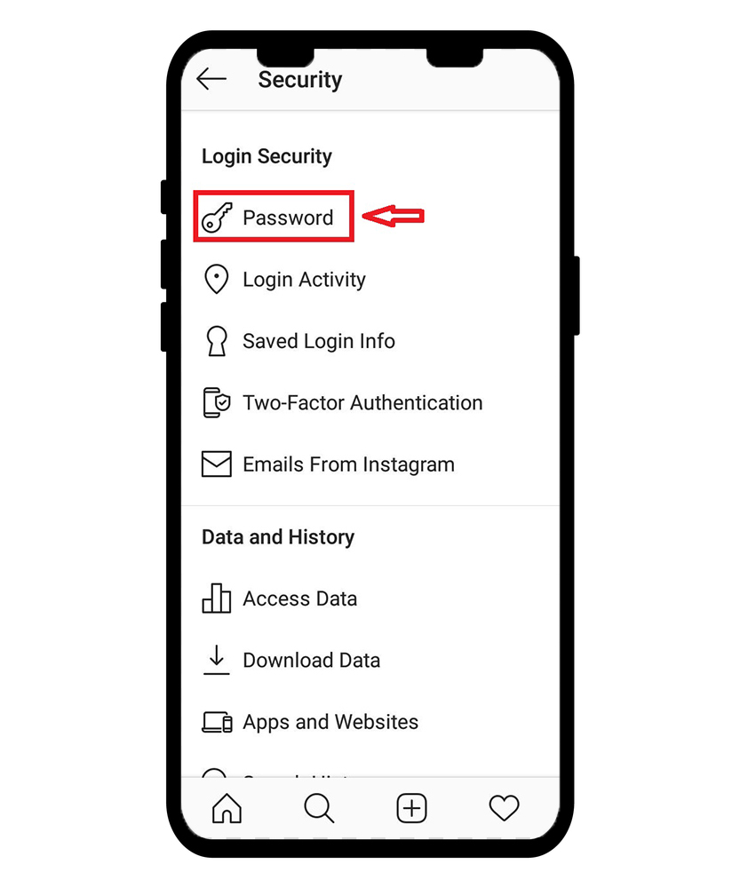 بخش password در تنظیمات