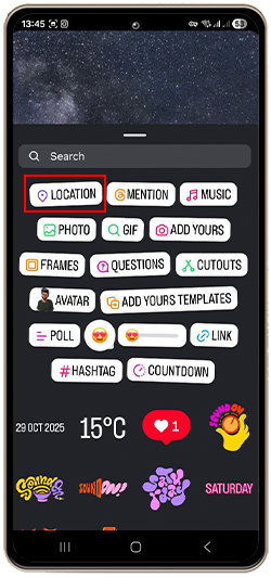 تگ کردن لوکیشن در استوری