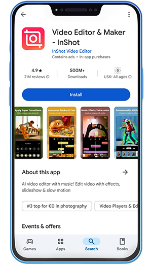 Inshot یکی از بهترین برنامه‌های ویرایش فیلم با موبایل است.