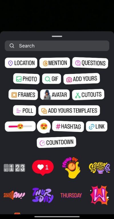 انواع استیکر در استوری