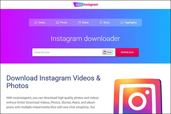 برای دانلود فیلم از اینستاگرام و ذخیره در گالری بدون برنامه می توانید از SSSinstagram استفاده کنید.