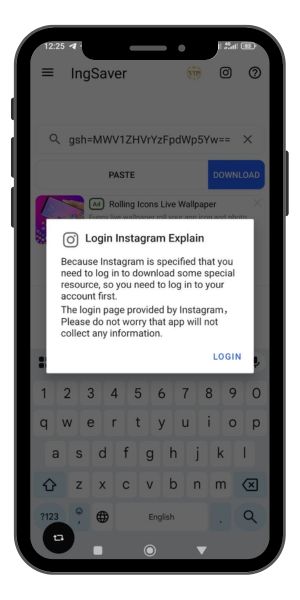 ورود به اکانت اینستاگرام در ingsaver برای دانلود پروفایل اینستاگرام