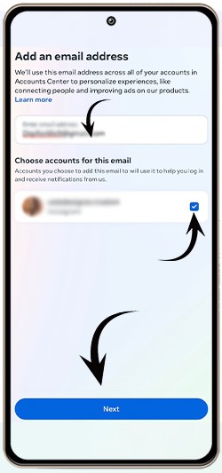 ثبت email جدید در اطلاعات پیج اینستا