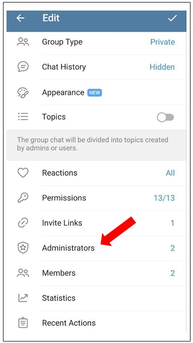 Administrators تلگرام