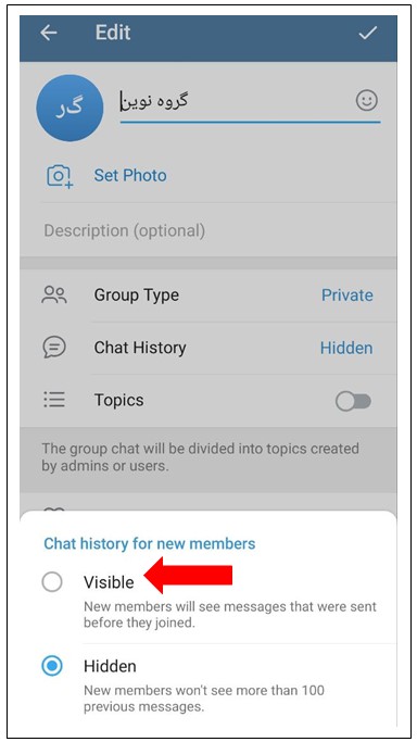 نمایان کردن Chat History