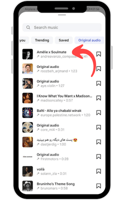 انتخاب آهنگ برای پست اینستاگرام