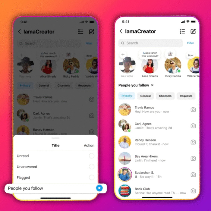 فیلتر پیام‌ها در اینستاگرام